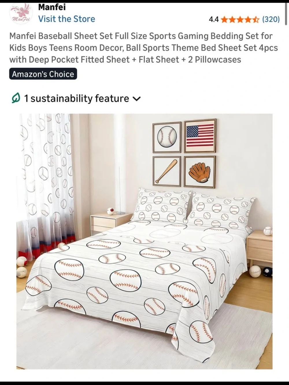 White Baseball Print Bedding Set - Sports Theme Sheet Set